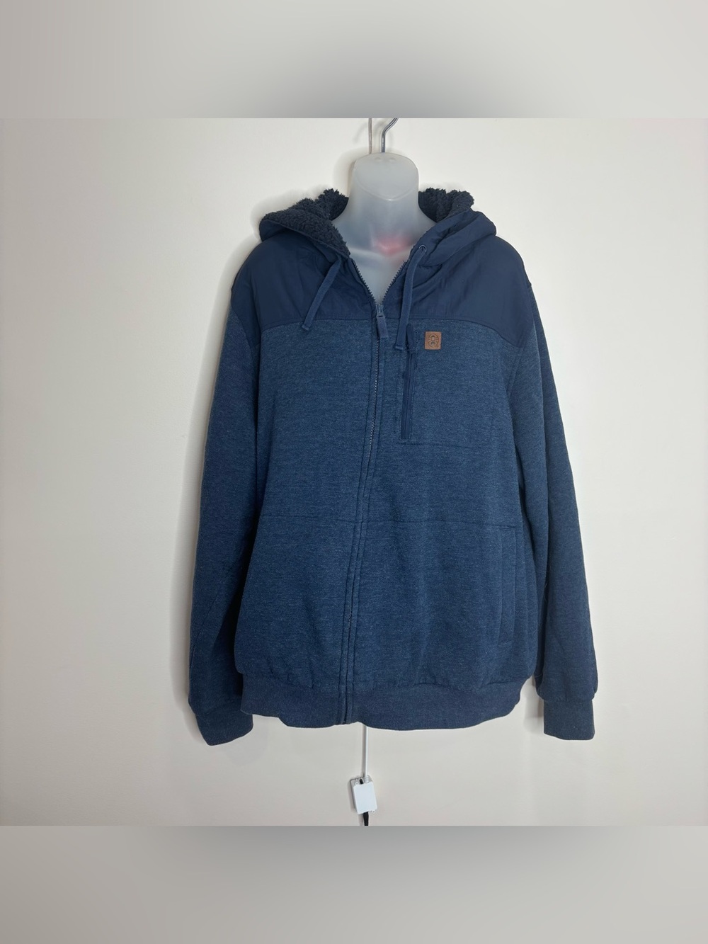 Coleman Navy Blue Hooded Zip Jacket Coat fleece lined size XL